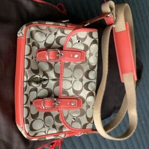Coach Tan and Orange Crossbody Bag